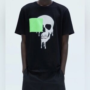Zara Men’s Black With White Skull Graphic (SKU405)